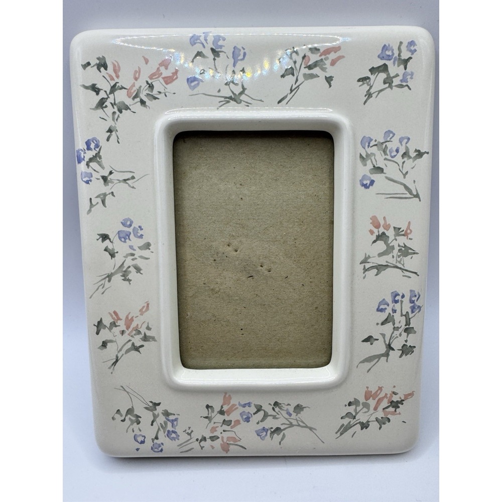 Vintage Blue White Floral Porcelain Ceramic Picture Frame 8x6 Made in Taiwan